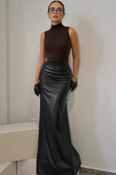 Retro Black Fishtail Bodycon Skirt