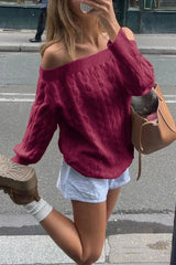 Solid Off Shoulder Pullover Sweater