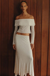 Off Shoulder Polka Dot Two Pieces Set