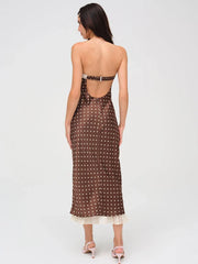Strapless Backless Lace Midi Dress