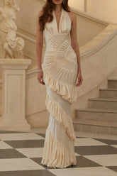 V Neck Halter Mermaid Reception Dress