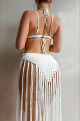 Cutout Versatile Vacation Fringe Cover Up Boho Dress