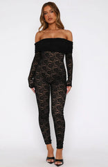 Evening Soiree Long Sleeve Jumpsuit Black