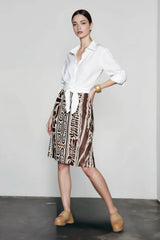 Natural Linen Leaf Vacation Skirt