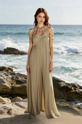 Halter Off Shoulder Tie Loose Boho Dress