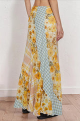Floral Boho Tiered Ruffle Midi Skirt