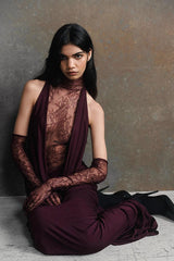 Halter Neck Deep V Bodycon Maxi Formal Dress