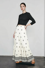 Boho Print High Waist A Line Vacation Skirt
