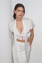 Polka Dot V-Neck Maxi Two Pieces Set