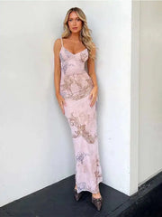 Spaghetti Strap Slim Floral Dress