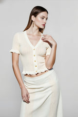 Knit Cutout Crop Top High Waist Vacation Set