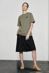 Lace Trim Acetate Midi Vacation Skirt