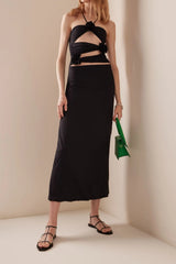 3D Floral Ruched Halter Bodycon Dress