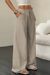 Solid Color Straight Leg Casual Pants