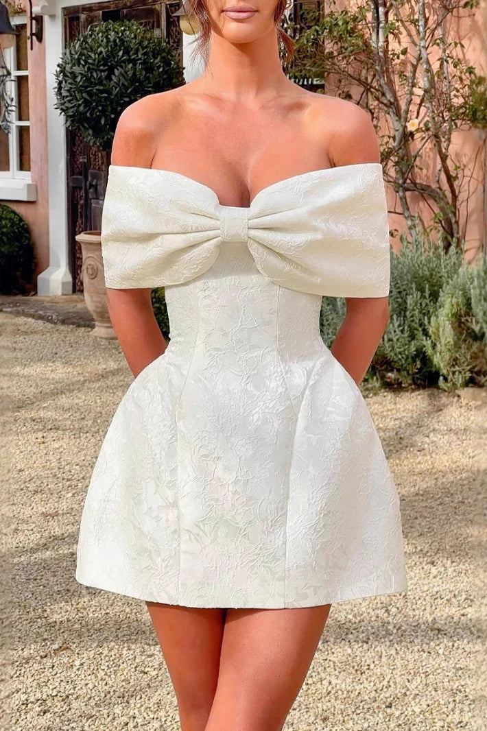 Backless Off-Shoulder Bow Birthday Dress