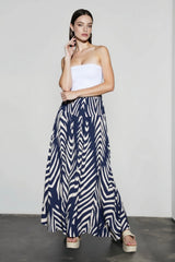 Leaf Print Flowy Casual Vacation Skirt