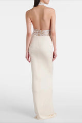 Halter Neck Backless Lace Prom Dress