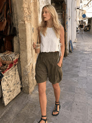 High Waist Utility Wide Leg Loose Fit Shorts