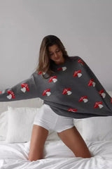 Mushroom Print Knit Sweater