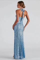 Halter Sequin Slim  Evening Sequin Dress