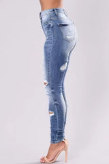 Washed Ripped Straight Denim Jeans
