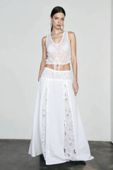 Vintage Lace Patchwork Bow Vacation Skirt
