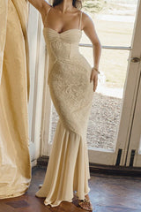 Ruched Cami Maxi Lace Dress