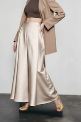 Satin High Waist Circle Maxi Skirt