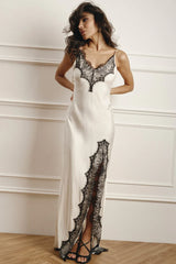 Lace Trim  Silk Dress