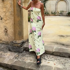 Strapless Loose Fit Tube Floral Dress