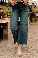 Raw Hem High Waist Straight Jeans