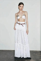 Elegant White Floor Length Vacation Skirt