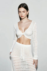 Knit Beach Two Piece Long Sleeve Vacation Set