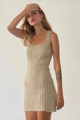 Ribbed Knit Sleeveless Curve Fit Mini Slip Dress