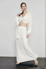 Knit Beach Two Piece Long Sleeve Vacation Set