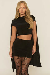 Cowl Neck Shawl Ruched  Two Piece Set