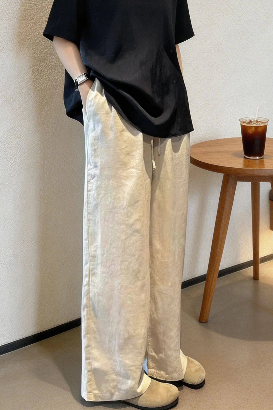 Breezy Linen Blend Straight Leg Casual Pants