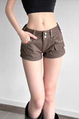 Double Button Booty Denim Shorts