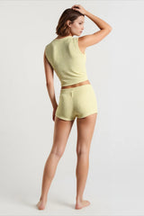 Knit Crop Top Bodycon Shorts Vacation Set
