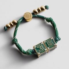 Block Party Varsity Number Custom Bracelet  - Dark Green Double Digit