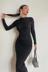 Crew Neck Long-Sleeve Bodycon Dress