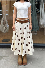 French Polka Dot Draped A-Line Skirt