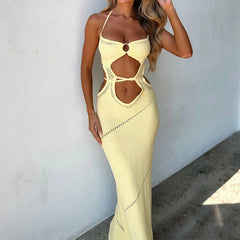 Knit Cutout Halter Maxi Dress