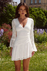 Irregular Hem Mini Lace Dress