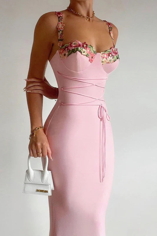 Appliqué Bodycon Slip Dress