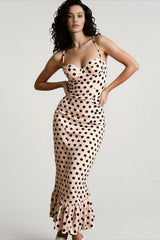 Polka Dot Ruched Slip Dress
