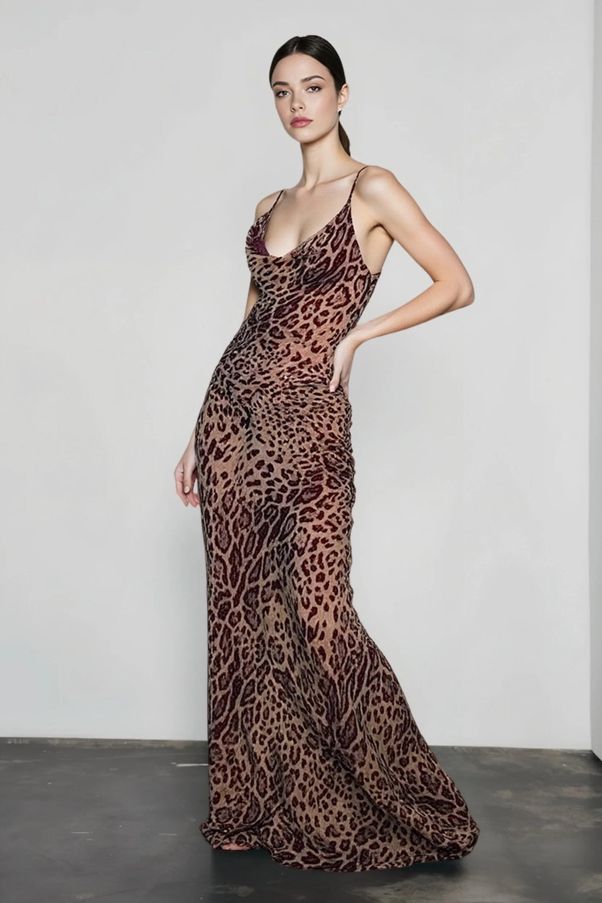 Leopard Low Back Slip Dress