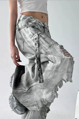 Washed Ripped Wide Leg Jeans