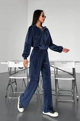 Stand Collar Knit Sweatsuit Activewear Set