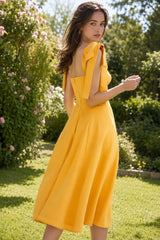 Open Back Bow Tie Evening Slip Dress